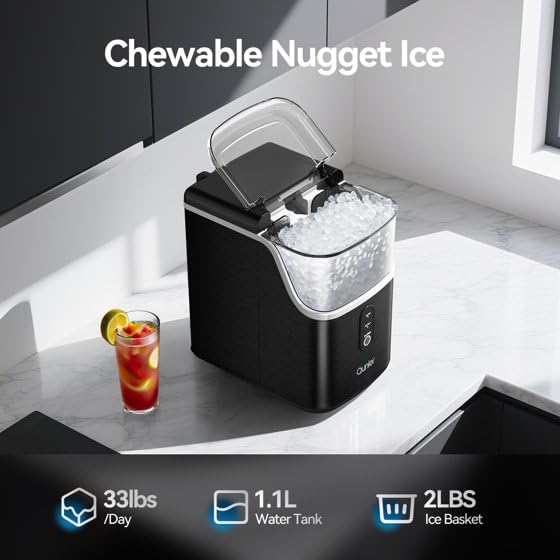 Fabricadora de hielo nugget portátil 33lbs diaria miniatura 2