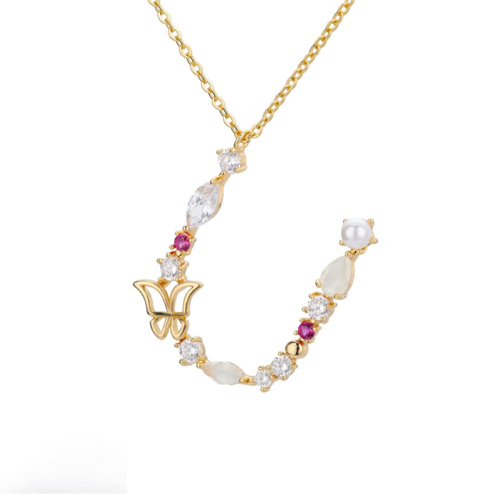 Collier initiale vintage en opale et papillon de zircon raffiné pour femme exigeante