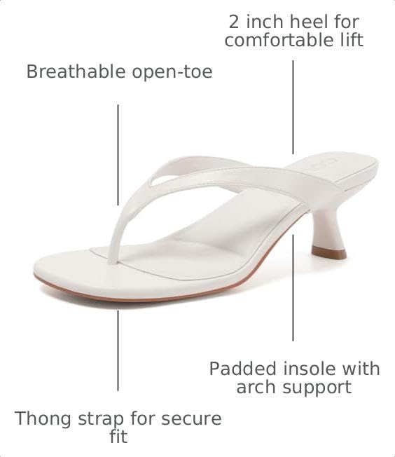 Image of Kitten Heels for Women Round Open Toe Sandals Flip Flop Heels Summer Low Heeled Thong Sandals