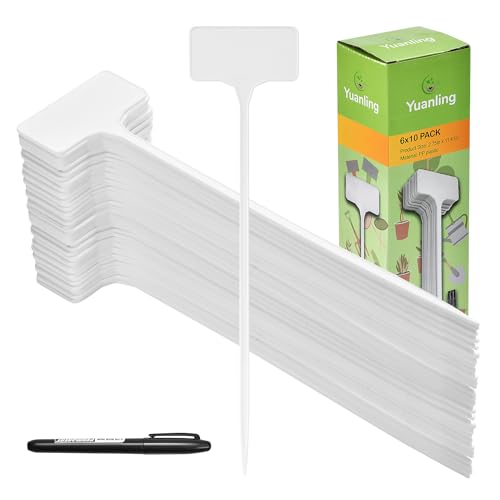 Yuanling Plant Labels, 60 PCS, T-Type, 11.4", White