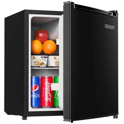 EUHOMY 1.7 Cu.Ft Mini Fridge, Reversible Door Compact Refrigerator, Black