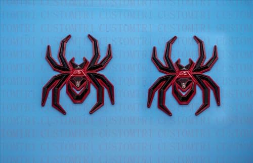 Image of 2Pcs Custom Spider Emblems Left Right Car Badge for Universal Car Body Motorcycle SUV Widow Door Edition Decoration (Redline)
