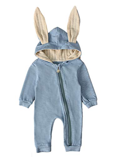 Product Image of the bebiullo Baby Girl Boy Clothes Top Hoodie Pocket Bodysuit Romper Long Sleeves Outfit Clothing (0-6M, Thicken-Light Blue)