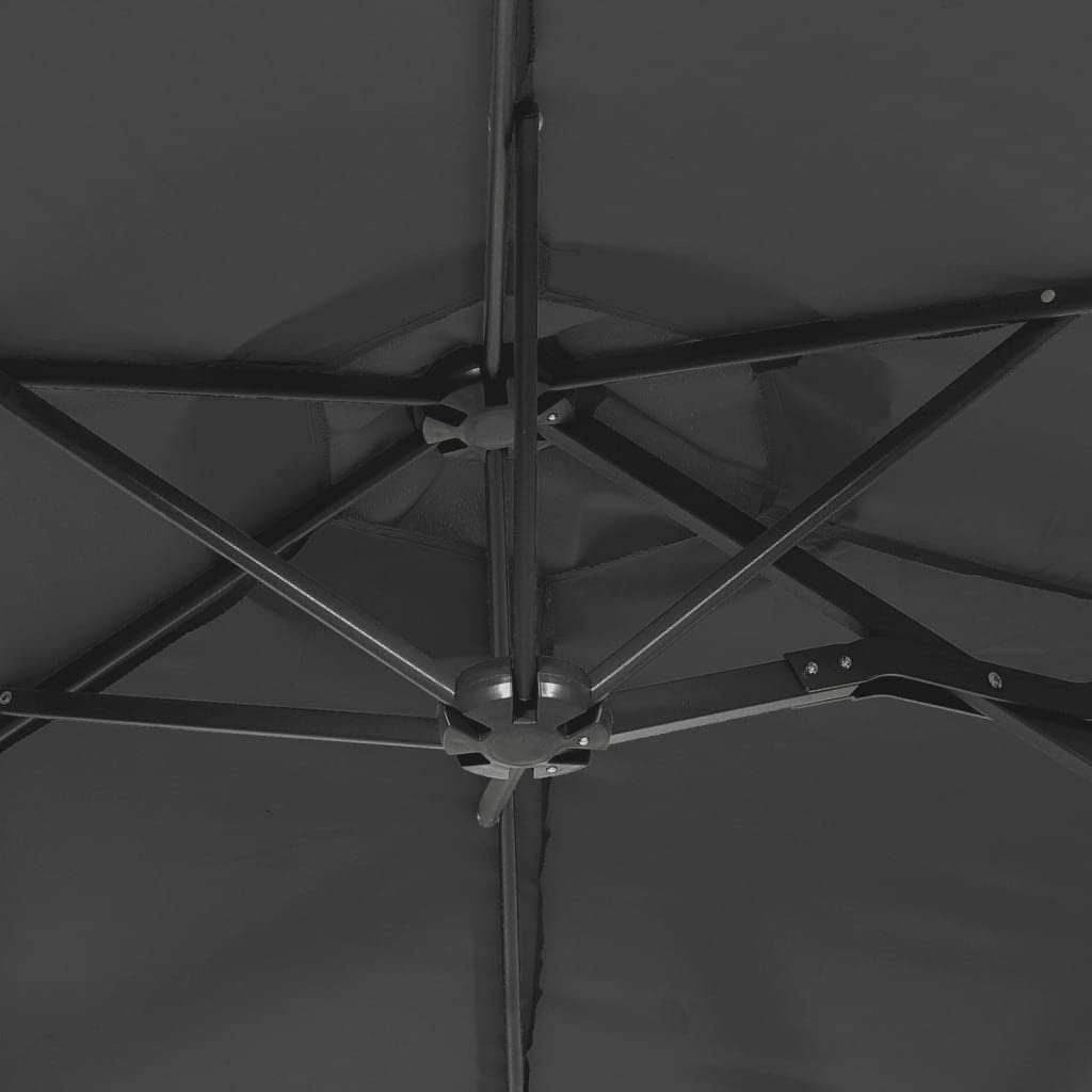 Podwójny parasol ogrodowy szary antracyt 316x145 cm