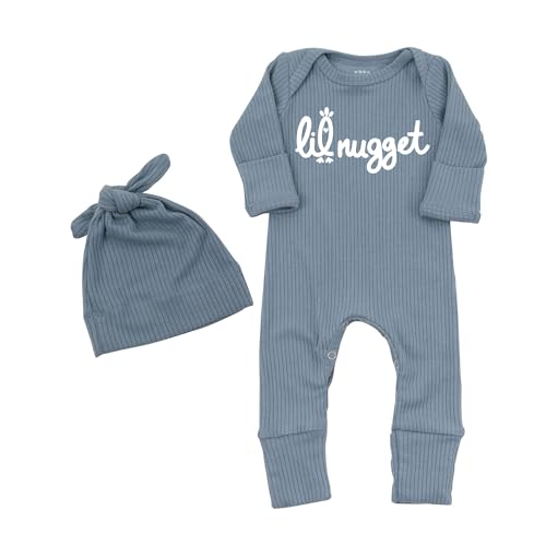 Image of STALOFAZ Newborn Little Nugget Baby Boys Girls Coming Home Outfit Long Sleeve Bodysuit Hat Romper Infant Clothes 0-3 Months