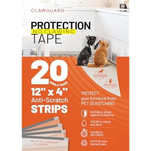 CLAWGUARD Protection Tape 20-Pack Surface Protectors from Dog and Cat Scratch - Anti Scratch for Cats - Door Guards for Dogs - Training Tape Barrier for Corners, Sofa, Chairs, Screens, Glass, Floors Cover