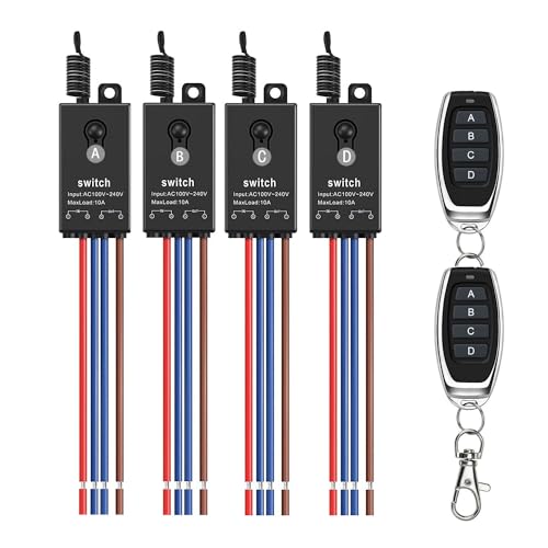 Meskliu Interrupteur sans fil 230V,3 Mini Relais radiocommandé Avec télécommande, AC...
