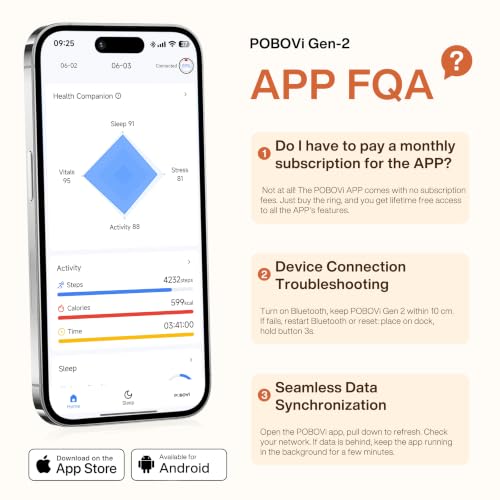 Image of POBOVi Gen 2 Titanium Smart Ring for Women & Men, Sleep & Heart Rate Tracker, No Subscription, Size Before You Buy (Rosegold, 11)