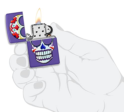 Encendedor Zippo diseño Skull morado mate bolsillo miniatura 4