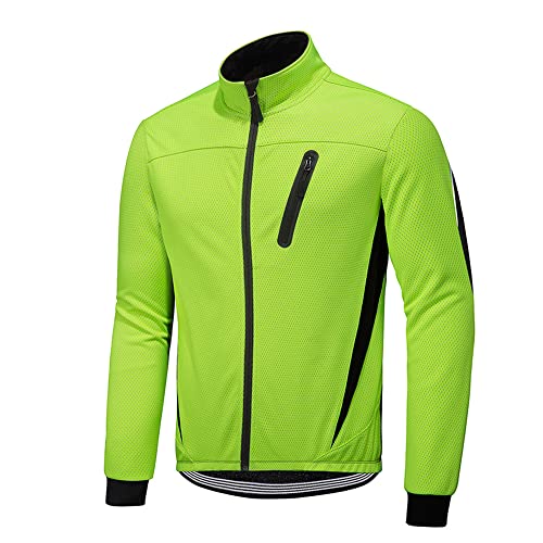 Meufam Men's Lightweight Winter Cycling Bike Jacket Windbreaker Waterproof Windproof Jacket Outdoor Warm Wear Coat (Green,Small,Male,Adult,US,Alpha,Small,Regular,Regular)
