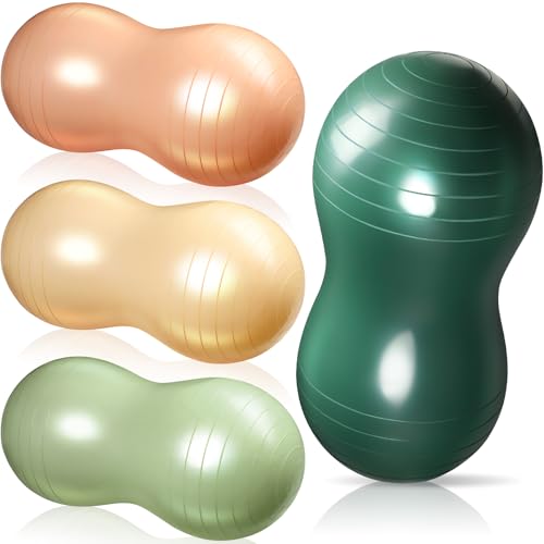 Image of Libima 4 Pcs Peanut Ball 34 x 16 Inch Inflatable Sensory Pregnancy Yoga Exercise Bounce Ball Sport Balance Sitting Stability Fitness Balls with Pump for Training Gym Home Office Workout