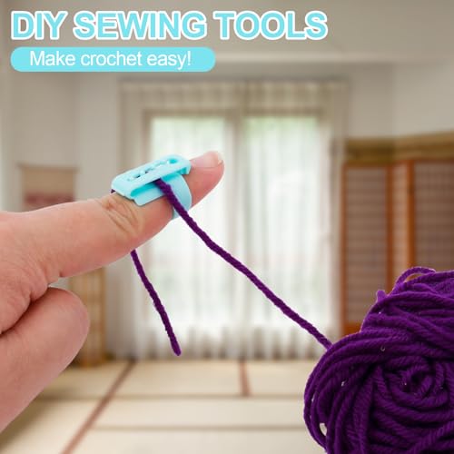 Image of 4pcs Yarn Guide Ring Crochet Knitting Tool, 4 Colors Finger Crochet Ring Plastic Yarn Guide Finger Tension Rings with Adjustable Open Yarn Separated Tools for Crocheting DIY Crafts Accessories