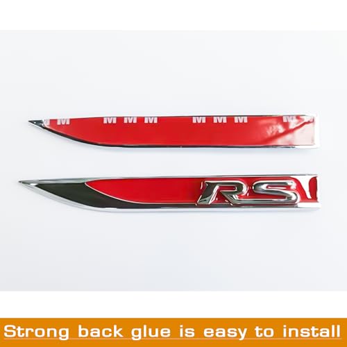 Image of 3D Raised RS Side Fender Emblem Metal Right & Left with Adhesive Backing Fits for Camaro Series Automotive Decoration(Red)