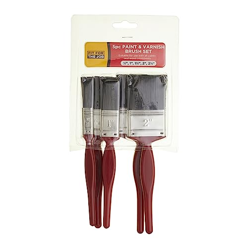 Fit For The Job 5 pc Mixed Sizes Paint Brush Set for a Smooth Finish with Emulsion, Gloss, Satin on Walls, Ceilings, Woodwork, Metal - 0.5, 1, 1.5, 2 & 2.5 inch Paint Brushes for Wood, Plasterboard - Image 9