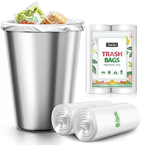 7 Gallon 40 Counts Strong Trash Bags Garbage Bags by Teivio, Bathroom Trash Can Bin Liners, Plastic Bags for home office kitchen, Clear 7 Gallon 40 Counts Strong Trash Bags Garbage Bags by Teivio, Bathroom Trash Can Bin Liners, Plastic Bags for home office kitchen, Clear