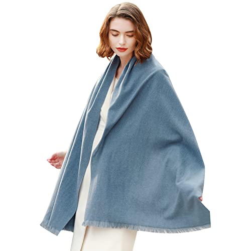 Châle pashmina bleu douceur premium grand format écharpe de robe - 2