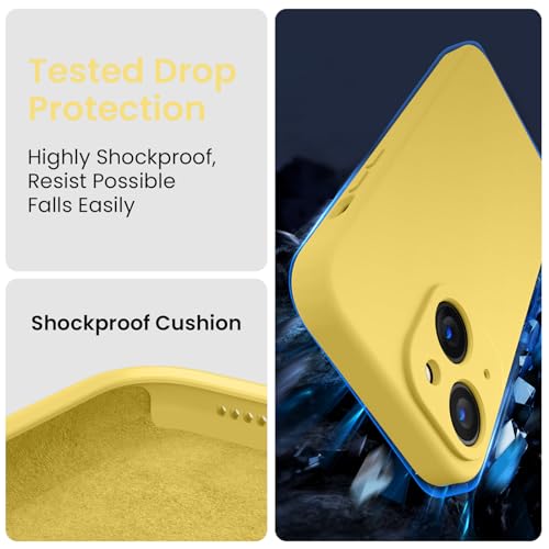 Image of FireNova Designed for iPhone 14 Case, Silicone Upgraded [Camera Protection] Phone Case, Soft Anti-Scratch Microfiber Lining Inside, 6.1 inch, Yellow