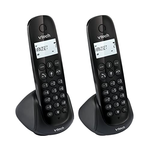 VTech CS1401 DECT Schnurloses Telefon 2 Mobilteile mit Anrufersperre, Freisprecheinrichtung, Anrufererkennung/Anklopffunktion, Hintergrundbeleuchtung Display, ECO-Modus Geringe Strahlung, Schwarz