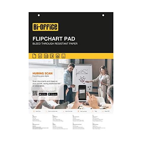 Bloc de papel para Pizarra Rotafolios Bi-Office, A1, Blanco, 20 Hojas x 5 Bloques Cover