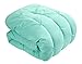 EVOLIVE 4pc Set Pinch Pleat/Kiss Pleat, Pintuck Down Alternative Comforter Set with Pompom (Full/Queen, Mint)