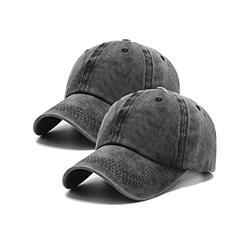 Image of PFFY 2 Packs Vintage Washed Distressed Baseball Cap Golf Dad Hat for Men Women