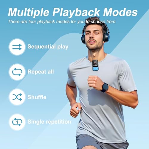 Image of 128GB MP3 Player, Bluetooth 5.3 Music Player with Clip, HiFi Sound Digital Music, Built-in HD Speaker, FM Radio, Voice Recorder, Earphones Included, MP3 Player for Kids