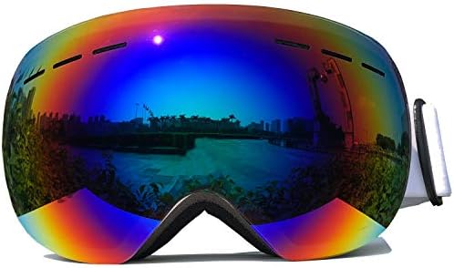 SCOTEEP Ski Goggles, OTG Snowboard Goggles, Snow Goggles with Anti-Fog UV Protection Double Lens for Men, Women & Youth