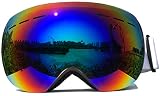 SCOTEEP Ski Goggles, OTG Snowboard Goggles, Snow Goggles with Anti-Fog UV Protection Double Lens for