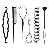 Haarstyling-Zubehör, 6PCS Haar Flechtwerkzeug, Haarknoten Braid Maker,Haar Zubehör Styling Set,Topsy Tail Hair Loop Tool Kit DIY Style Mädchen Frauen Frisurenhilfe Band Spiral Flechten für Haarspangen