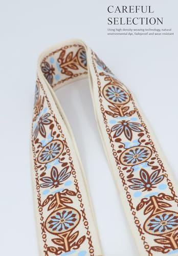 Image of Lyrovo Adjustable Purse Strap Replacement for Women, 1.5 inch Wide Crossbody Shoulder Strap Boho Handbag Strap (Rattan White)
