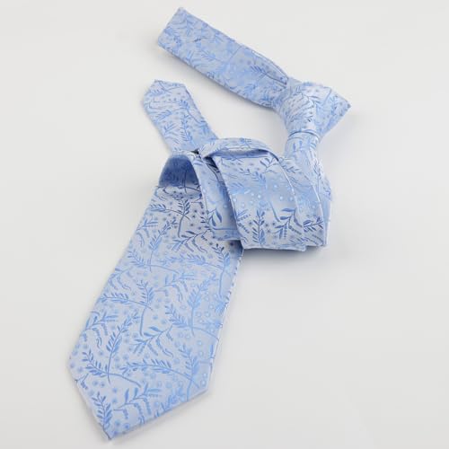 Image of Alizeal Mens 3.15'' Light Color Rustic Tie Handkerchief | with Flower Printed Handkerchief for Wedding Business Daily Wear