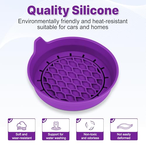 Image of SINGARO Car Cup Holder Coaster, Silicone Cup Holder Insert, Universal Non-Slip Cup Holders, Car Accessories Interior for Women and Man 4 Pack Purple