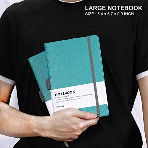 Image of Lemome Thick Classic Notebook with Pen Loop A5 College Ruled Hardcover Writing Notebook with Pocket + Page Dividers Gifts, Banded, Large, 180 Pages, 8.4 x 5.7 in