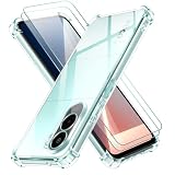 iVoler 3 in 1 Cover per Xiaomi Poco M7 4G con 2 Pezzi Pellicola Vetro Temperato, Custodia Antiurto Anti-Graffio Trasparente, Sottile Morbida in Silicone TPU Protettiva Case