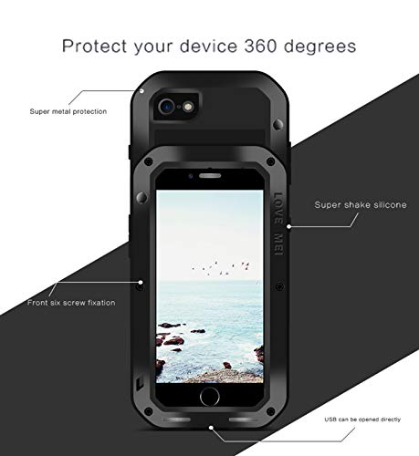 Love Mei Iphone 8/7 Plus Aluminium Metal Case, Gorilla Glass Shockproof Dust Proof Military Grade Bumper Frame Heavy Duty Cover Shell Protector For Apple Iphone 8 Plus (Red) #TOP4