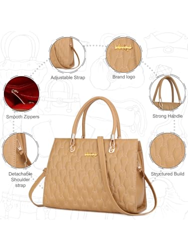 Image of LIKE STYLE Quilted PU Rexine Handbag with Detachable Sling Strap