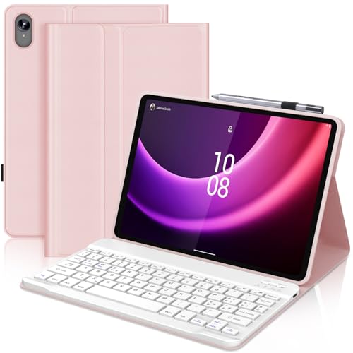SENGBIRCH Funda con Teclado para Lenovo Tab P11 (2nd Gen) 11.5', Español Ñ Teclado Bluetooth Inalámbrico Extraíble para Tablet Lenovo P11 2nd Gen 11,5 Pulgadas (TB350FU/TB350XU), Rosa Claro