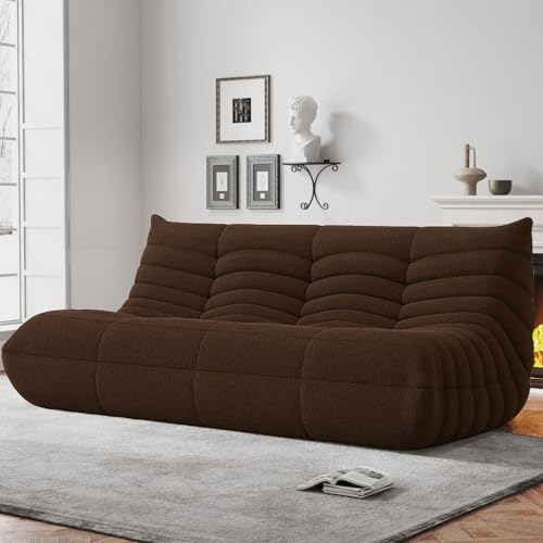 WHGBJA Bean Bag Chairs for Adults, BeanBag Reading Chair Memory Foam Couch 3-Seater, Floor Chair Soft Teddy Material, Comfy Reading Nook Chairs for Bedroom Living Room Office (Brown)