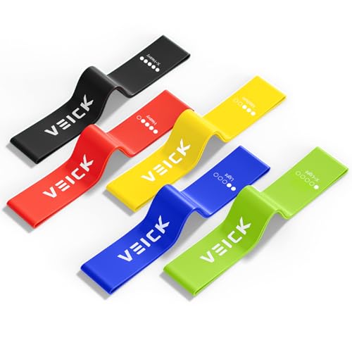 Image of VEICK Resistance Loop Bands Set of 5, Exercise Bands with 5 Resistance Levels, Stackable Workout Bands for Strength Training, Pilates, Fitness Gear for Men Women Home Gym Office Travel