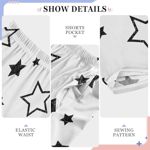 Boys' Pants Black Stars White Simple Long Bottoms Jogger Pants Elastic Waist Trousers with Pockets S-XL4