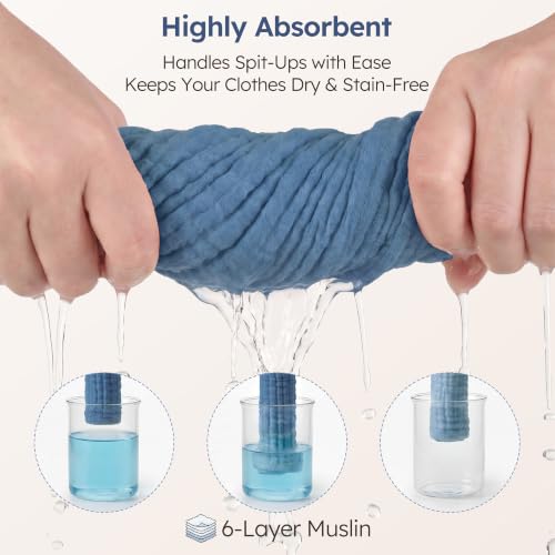Image of Yoofoss Muslin Burp Cloths for Baby 10 Pack 100% Organic Cotton Baby Washcloths for Boys Girls Large 20''X10'' Super Soft and Absorbent Apricot,Denim Blue