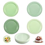 KUHAWL 48 platos de papel verde salvia, cuatro colores, platos de papel verde hierba, platos redondos, platos multifuncionales, platos de postre, juego de platos para graduación, bodas, celebraciones