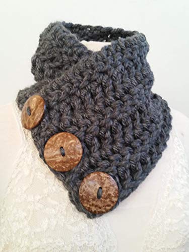 3 Button Chunky Unisex Boston Harbor Scarf Dark Grey4