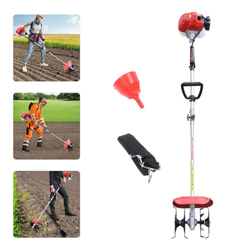 CILDON Garden Tiller, 42.7CC 2 Stroke Cultivator, 1.25KW 6500Rpm Gas Powered Hand Rotary Cultivator Rototiller, W/1.1L Large Fuel Tank, Tilling Width/Depth(9inch/3.5inch) for Plowing, Tilling, Etc