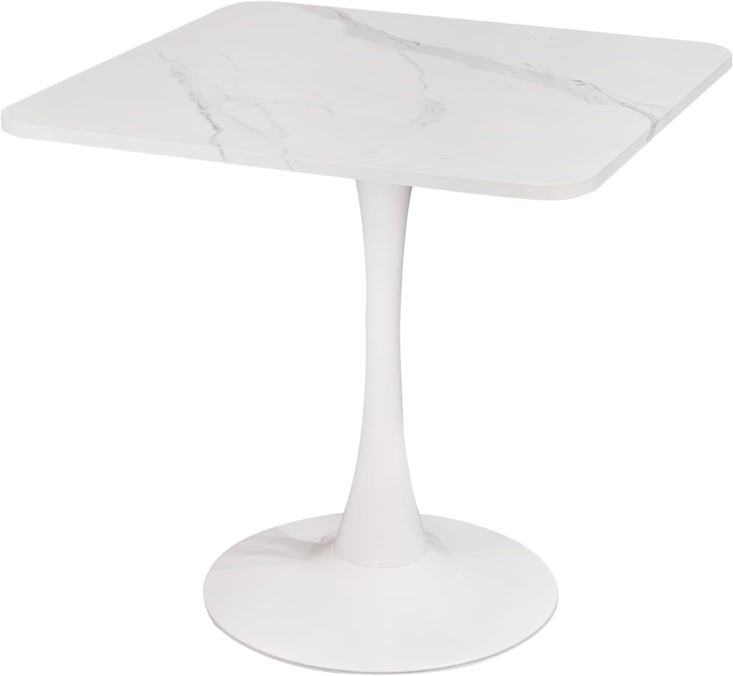 ALPOME 30-Inch Square Modern Tulip Dining Table - Faux Marble Top, No-Wobble Sturdy Metal Base, Easy Assembly Bistro Table for 2-4 (White)