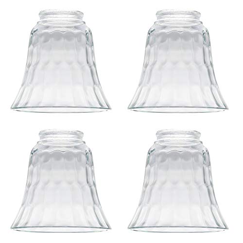 Image of Ceiling Fan Light Covers, Clear Hammered Style Bell Glass Shade, Lighting Replacement Glass Shade Standard 2-1 /8 inch Fitter Size, Perfect Ceiling Fan Globes Replacement Glass Accessories, Pack of 4