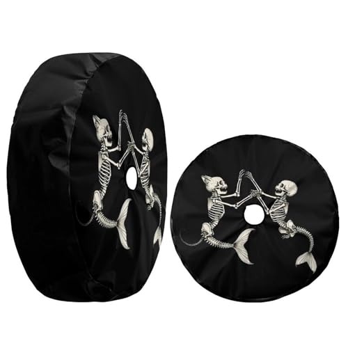 Image of Cat Skeleton Spare Tire Cover with Backup Camera Hole Wheel Tire Cover Fit Trailer, RV, SUV and Many Vehicle 17inch