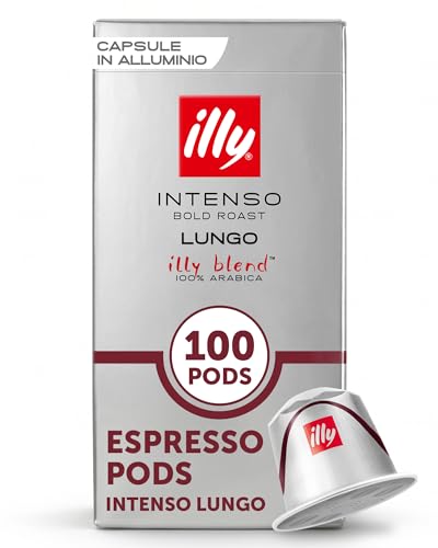Image of illy Espresso Compatible Capsules, Coffee Pods for Nespresso Original Line Machine, Intenso Lungo Dark Roast, 100% Arabica, Premium Italian Coffee, Single Serve, 10 Count, 10 Pack