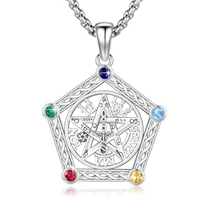 Tetragrammaton Necklace 925 Sterling Silver Wiccan Protection Amulet Pentagram Celtic Knot Pendant with CZ Wiccan Pagan Jewelry for Women Men 20+2″