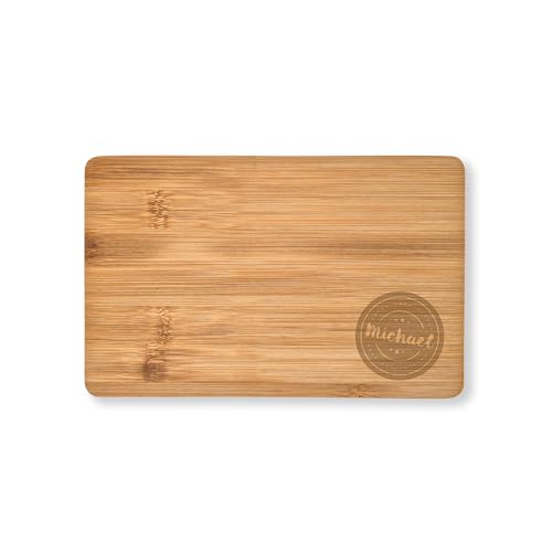 Massives Schneidebrett mit Gravur - individueller Name, Text oder Spruch - Bambus-Holz, abgerundete Ecken, 22x14cm, personalisiertes Frühstücksbrettchen (Bambus)